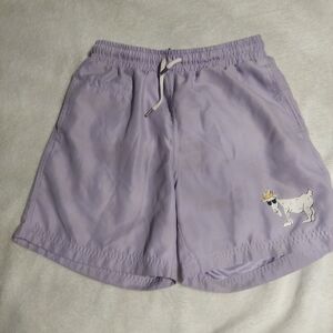 Kids Lavender Swim Trunks with Crowned Goat Usa Design